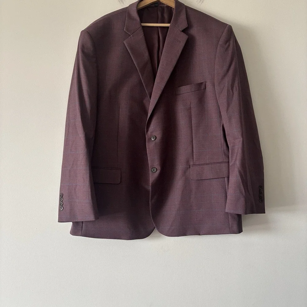 Jos A Bank Tailored Fit Blazer Sport Coat Windowpane Sz 50R Wool Blend Old Money